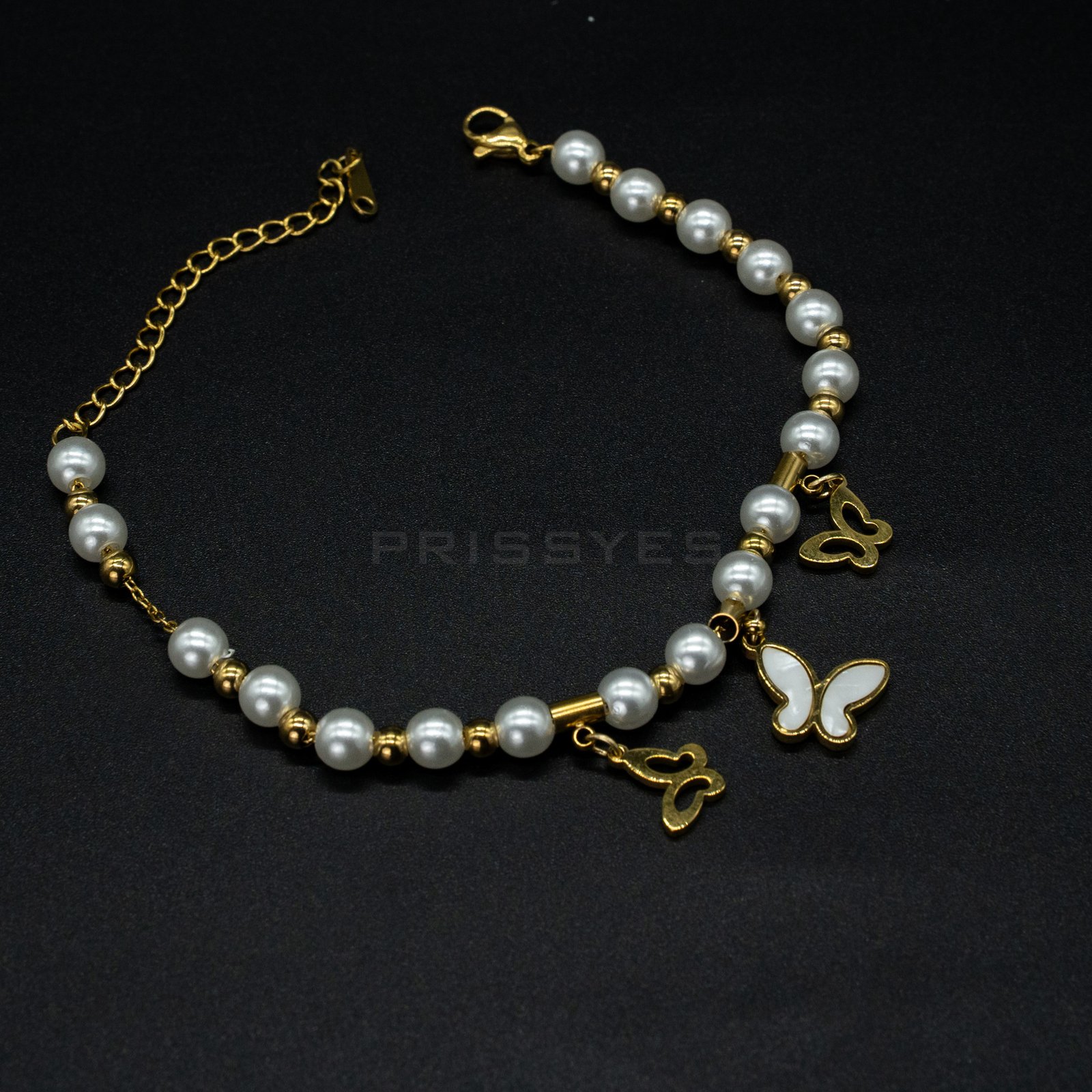 Pearl with Butterfly Charm Bracelet