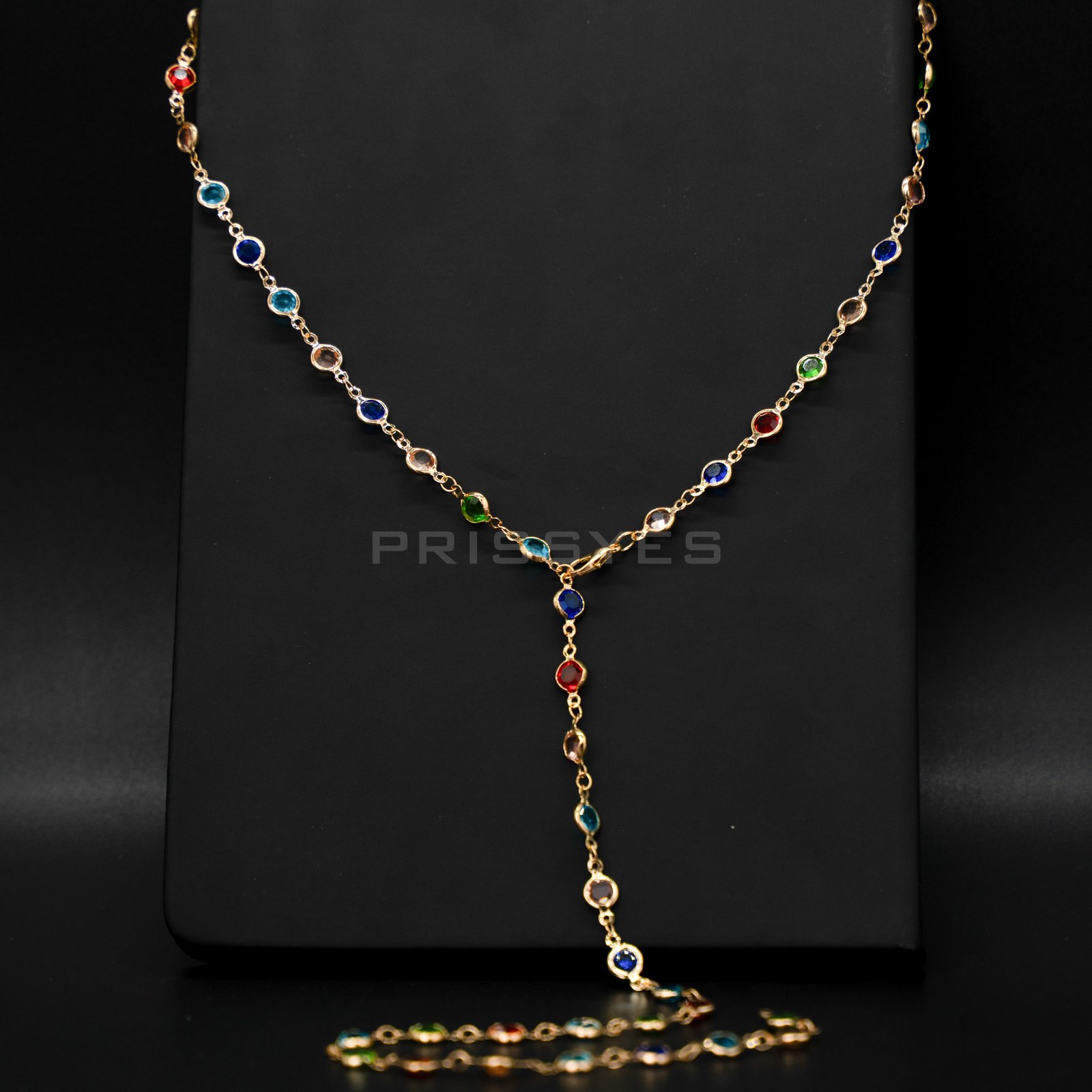 Y Shaped Colorful Stone Long Necklace