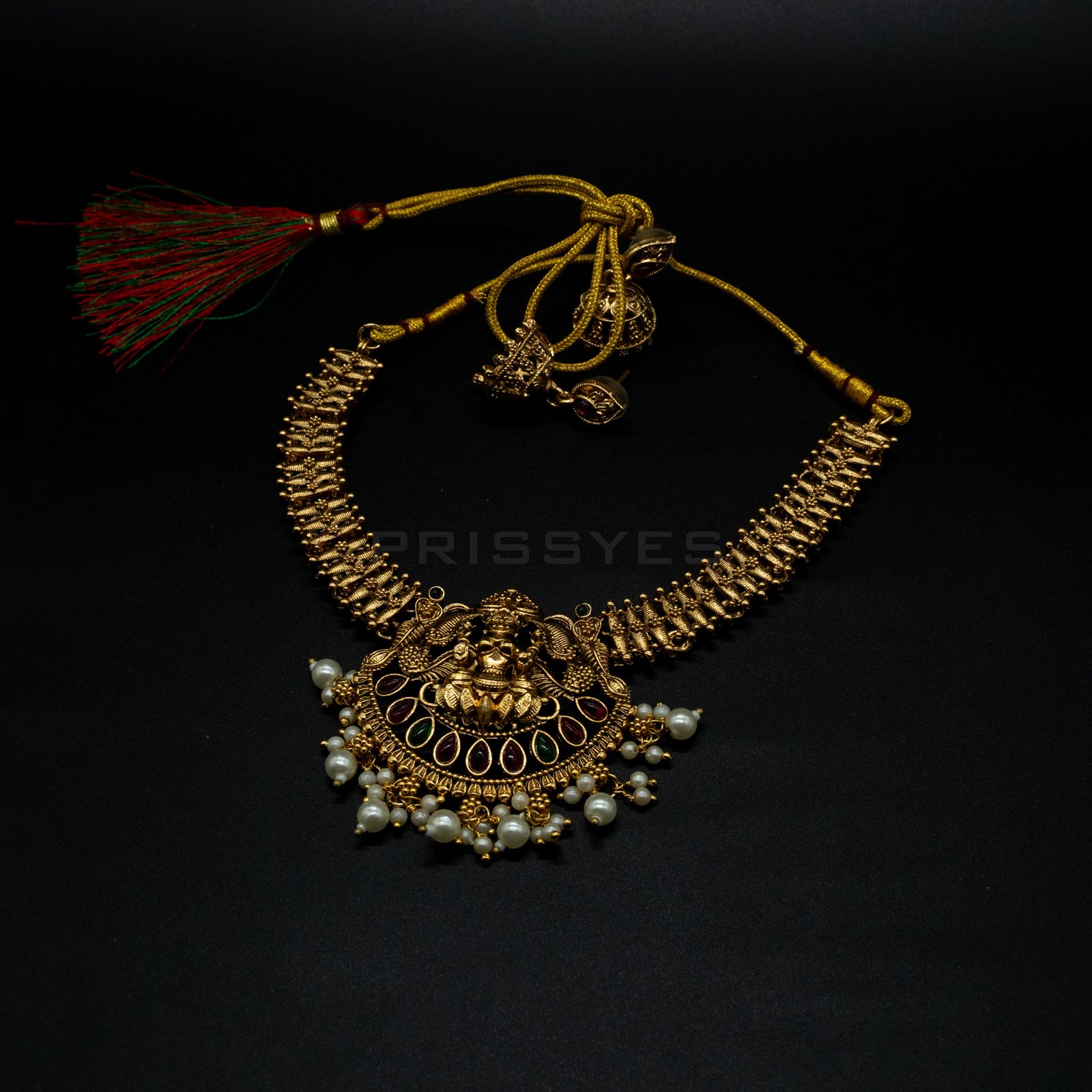 Laxmi Design Pendent with Pearl Brass Necklace