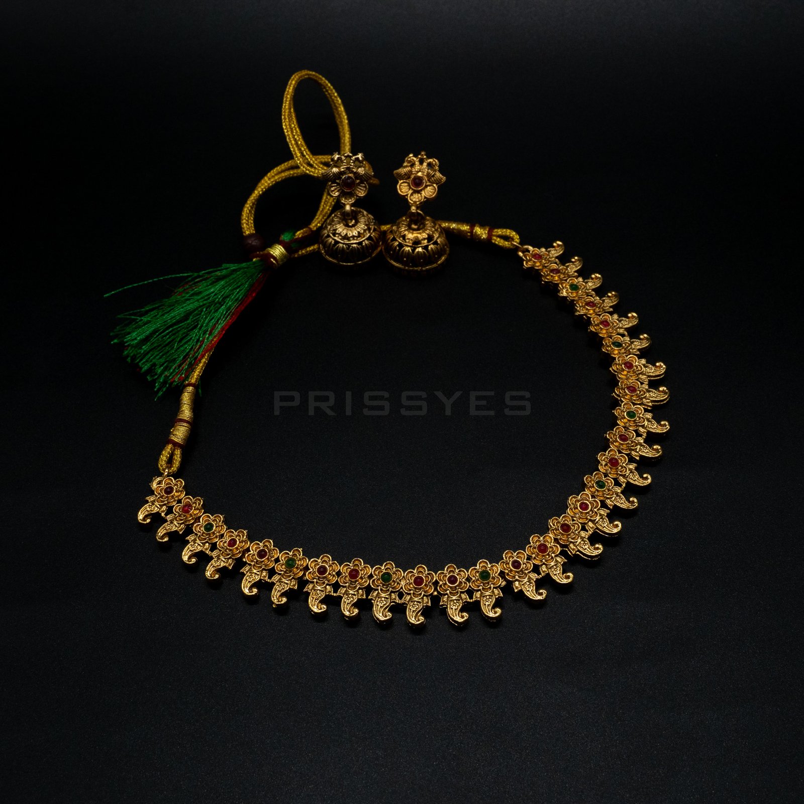 Flower Design 1 layer Brass Necklace
